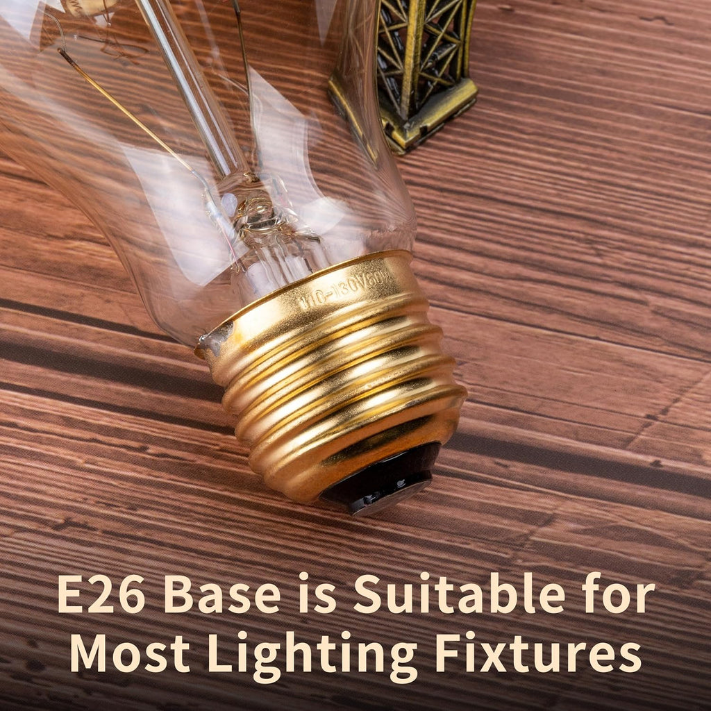 Warm Incandescent Light Bulbs 60 Watt,A19/A60 Vintage Style Edison Bulbs E26,Soft Yellow Light Bulbs,Amber