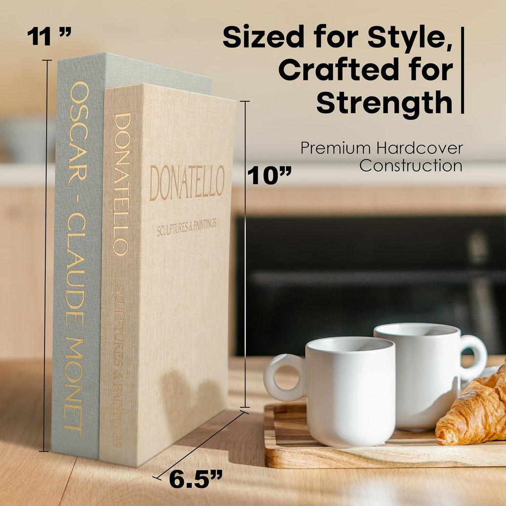 Decorative Books Decor - Set of 2 Faux Books for Decoration with Secure Magnet Closure for Photo Storage and as a