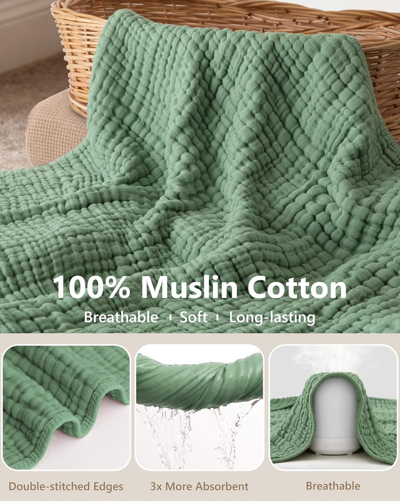 Bath Towels, 100% Muslin Cotton Hooded Baby Towels for Newborn, 2 Pack Baby Towels with Hood for Infant Toddler