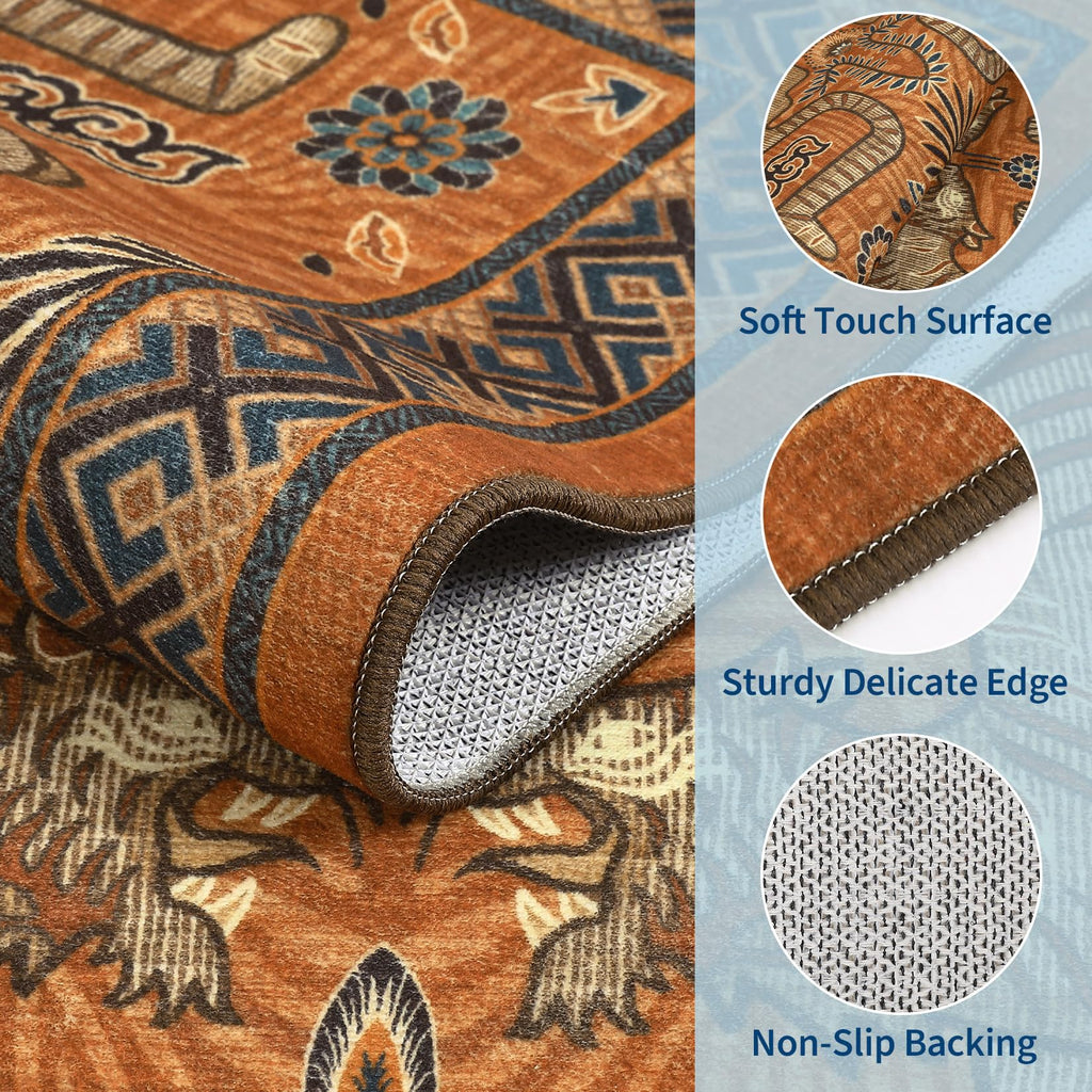 Tiger Print Washable Non Slip Runner Boho Hallway Rugs