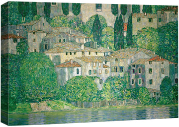 Canvas Print Wall Art Church in Cassone Landscape Gustav Klimt Classic Illustrations Fine Art Decorative Vintage