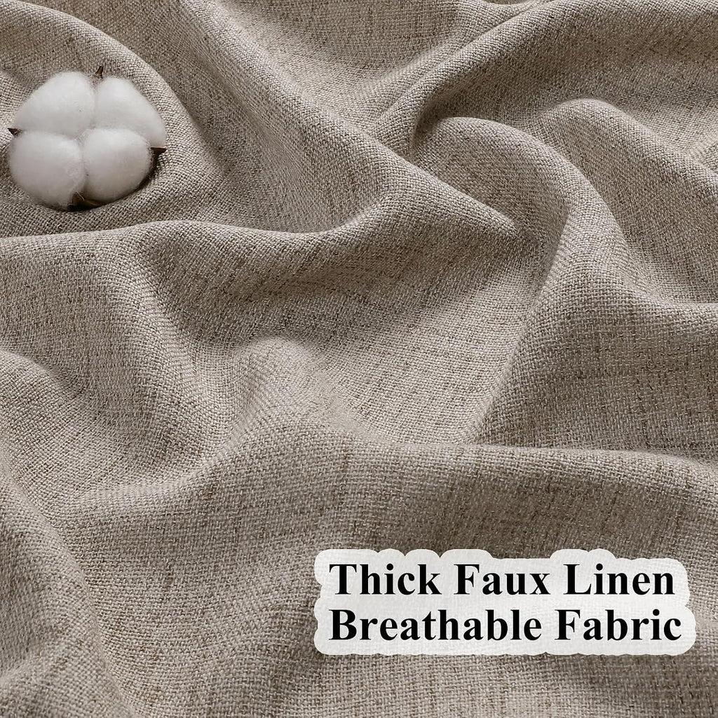 Taupe Flax Linen Pinch Pleat Curtains Drapes 102 Inches Long 2 Panel Thick | Semi Sheers Light Filtering Curtain