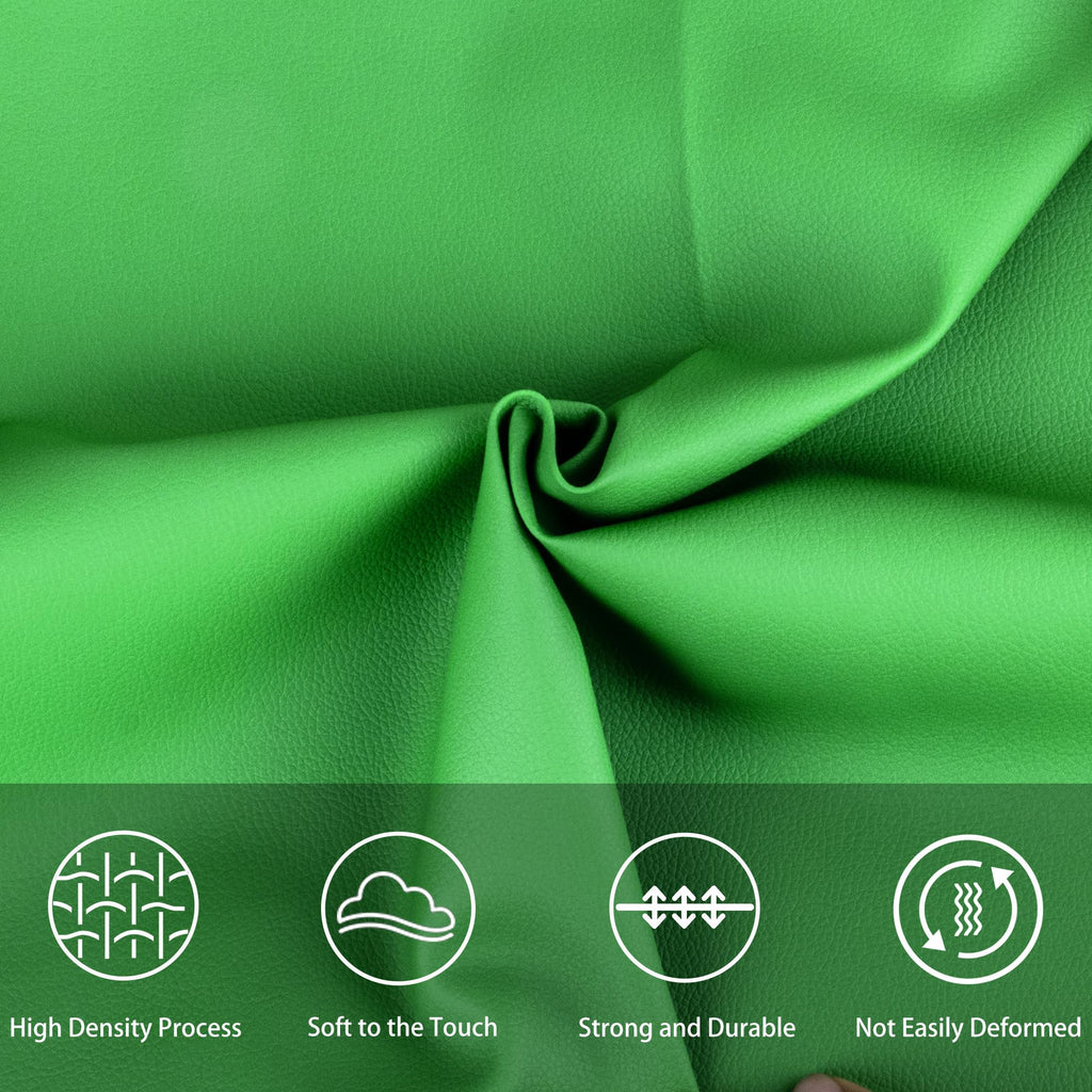Faux Leather Sheet 54"x36" Durable Fabric for Upholstery, Home Decor, and DIY Sewing Projects (Green, 1 Yard)