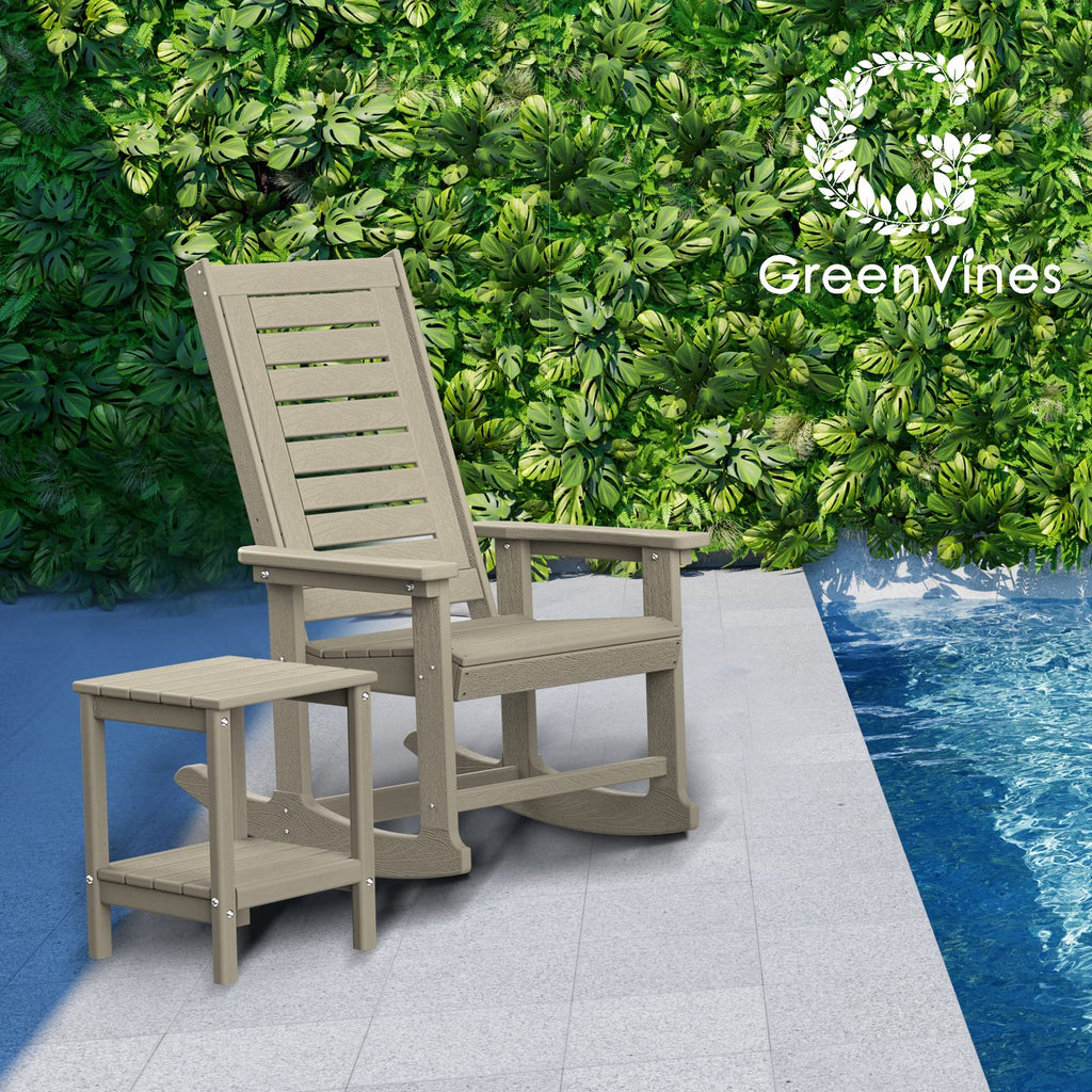 Outdoor Rocking Chairs Set of 2, HDPE Rocker, Desert Brown