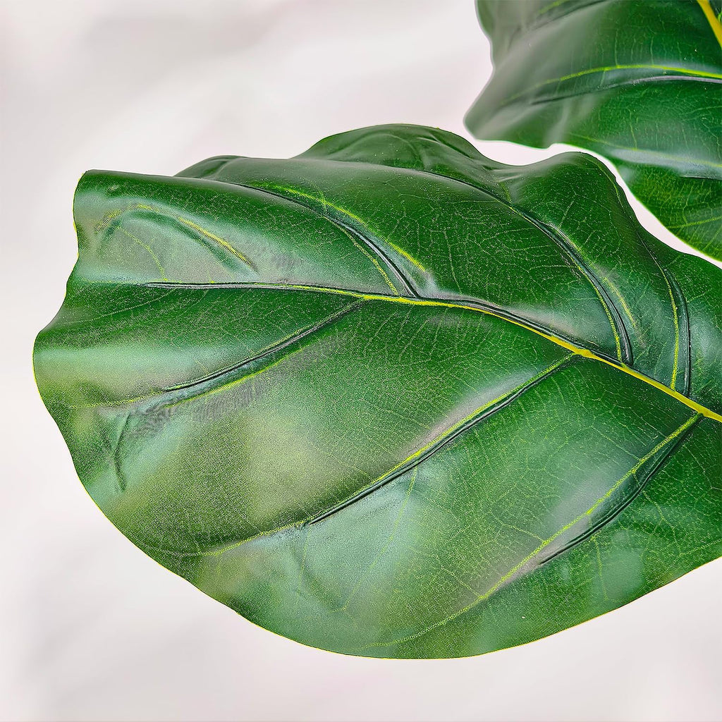 6ft Artificial Fiddle Leaf Fig Tree with White Planter, Tall Fake Plant with Natural Wood Trunk and Lifelike Leaves