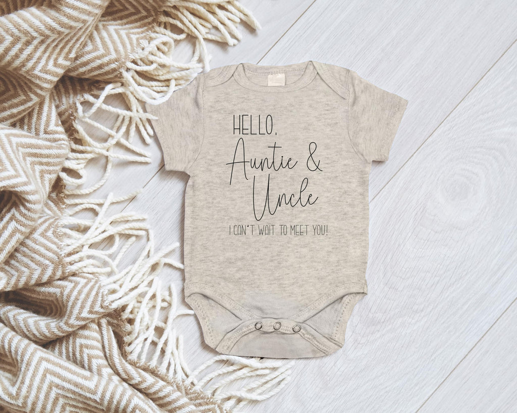 Baby Reveal for Aunt and Uncle - Pregnancy Announcement Infant Bodysuit - Surprise For Sister and Brother - Hello