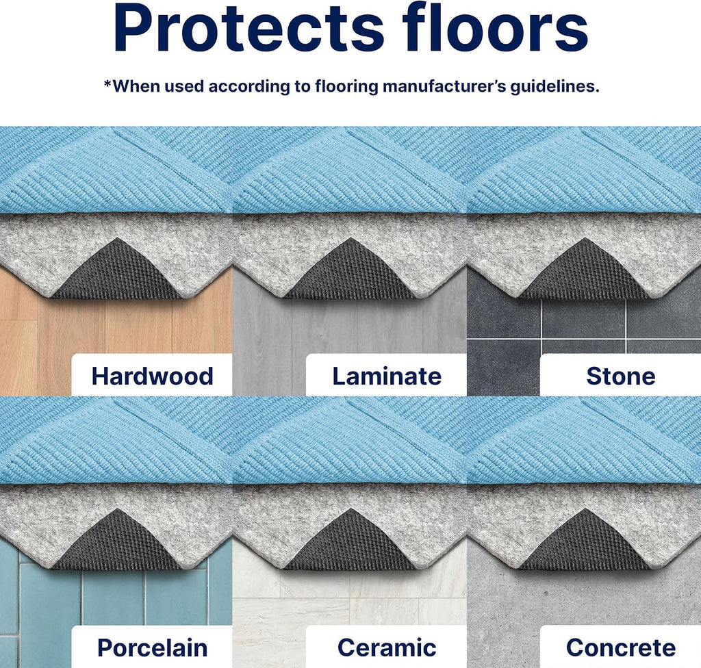 Dual Surface - 5'3" x 7'6" - 1/8" Thick - Felt + Rubber - Non-Slip Backing Rug Pad - Adds Low-Profile Comfort