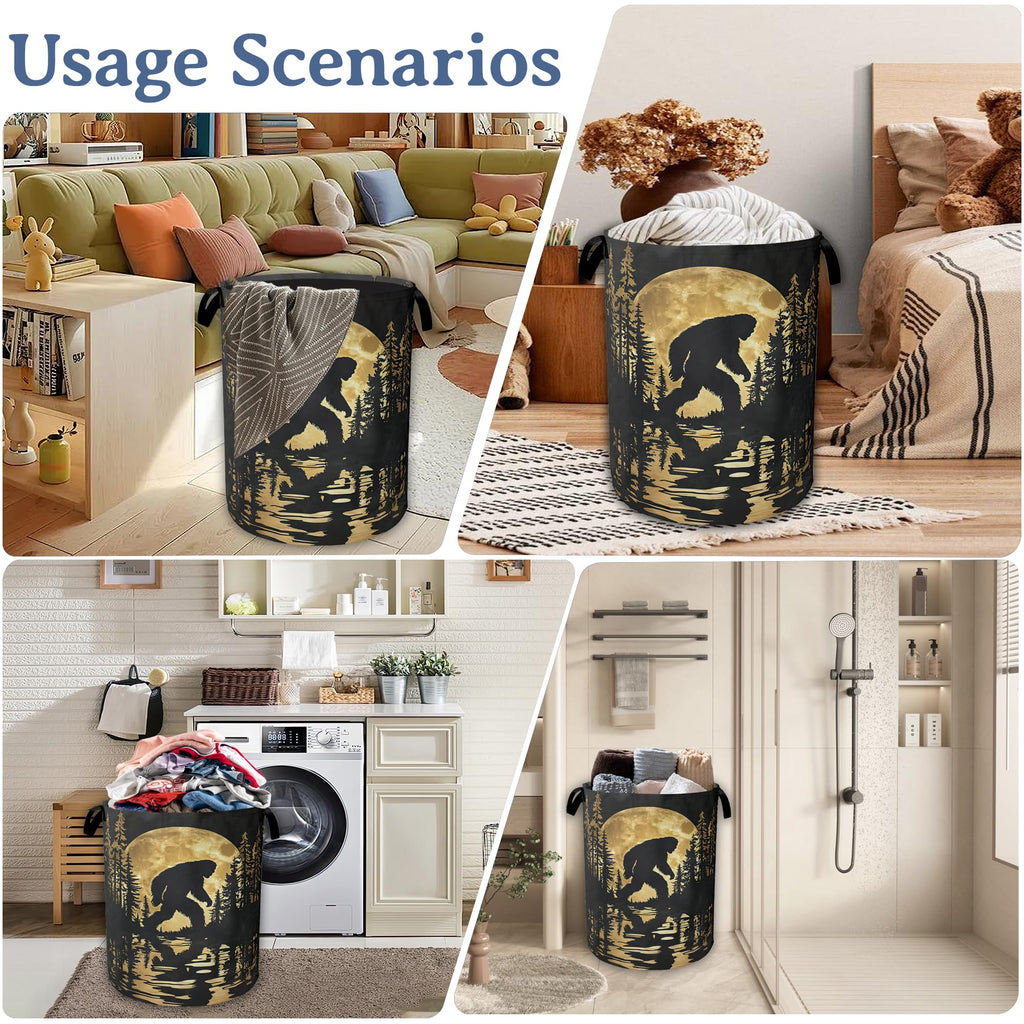 Big foot Laundry Basket,Oxford Cloth Forest Moon Laundry Hamper With Handle Foldable Portable Clothes Storage Basket