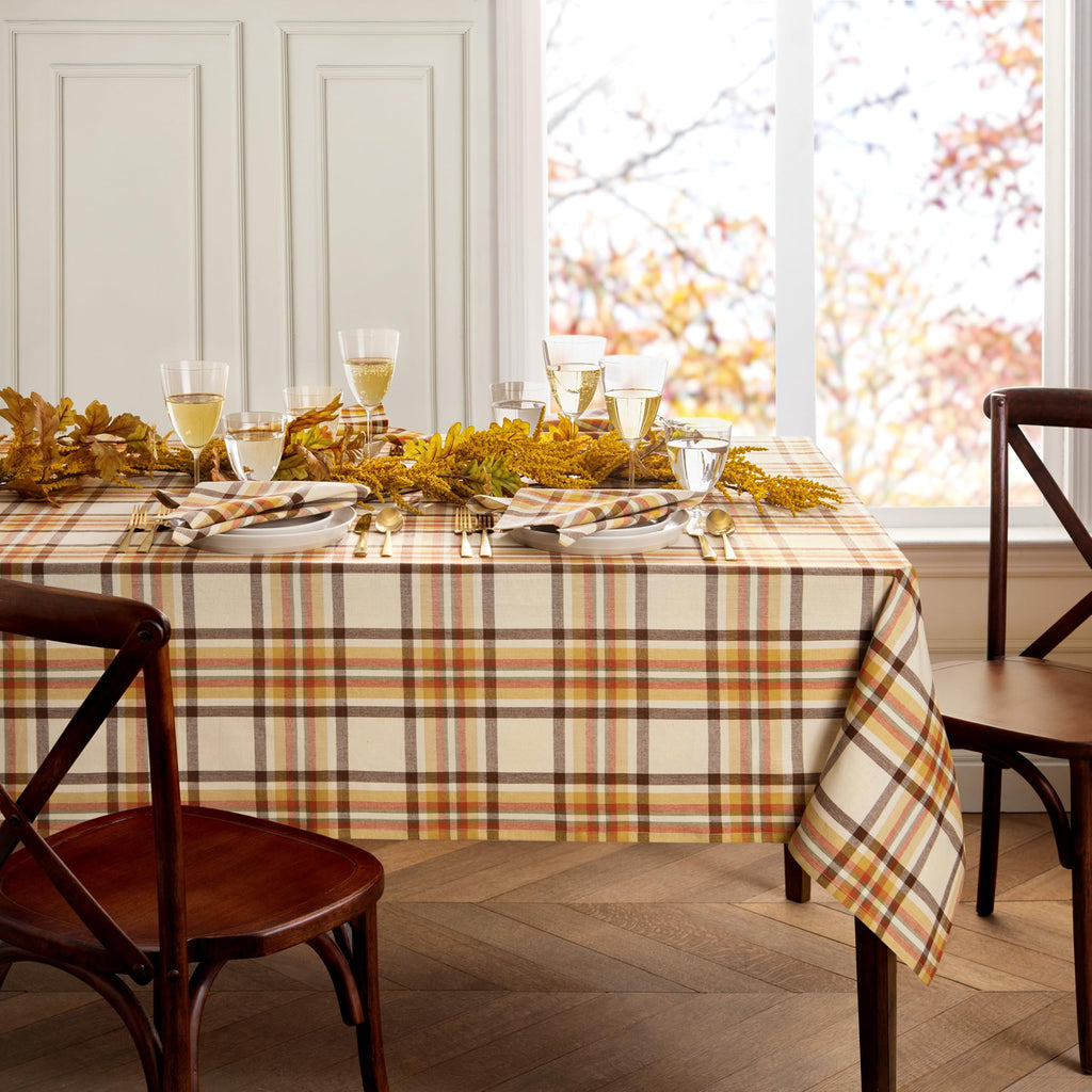 Russet Harvest Woven Plaid Tablecloth, Multicolor - 60"W x 84"L