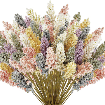 48 Pcs Artificial Breath Flowers Pastel Foam Berry Spike Picks Mini Fake Vanilla Flower Faux Bouquet Vase Wedding