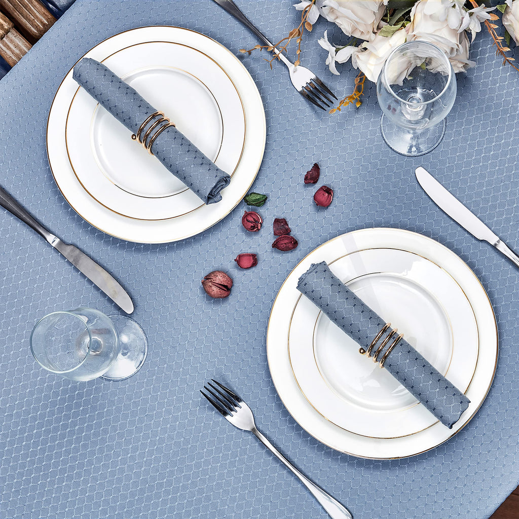 Light Blue Jacquard 60x120 Inch Rectangle Polyester Tablecloth