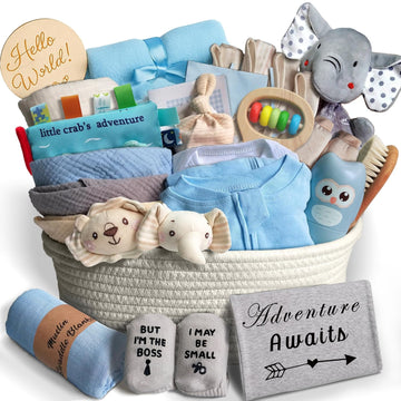 Piece Baby Shower Gifts for Boys, Newborn Essentials Must Haves,Large Baby Boy Gift Basket Set Essential