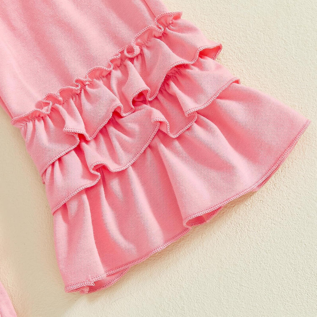 Toddler Baby Girl Outfit Shirts Tunic Top and Ruffle Pants Set