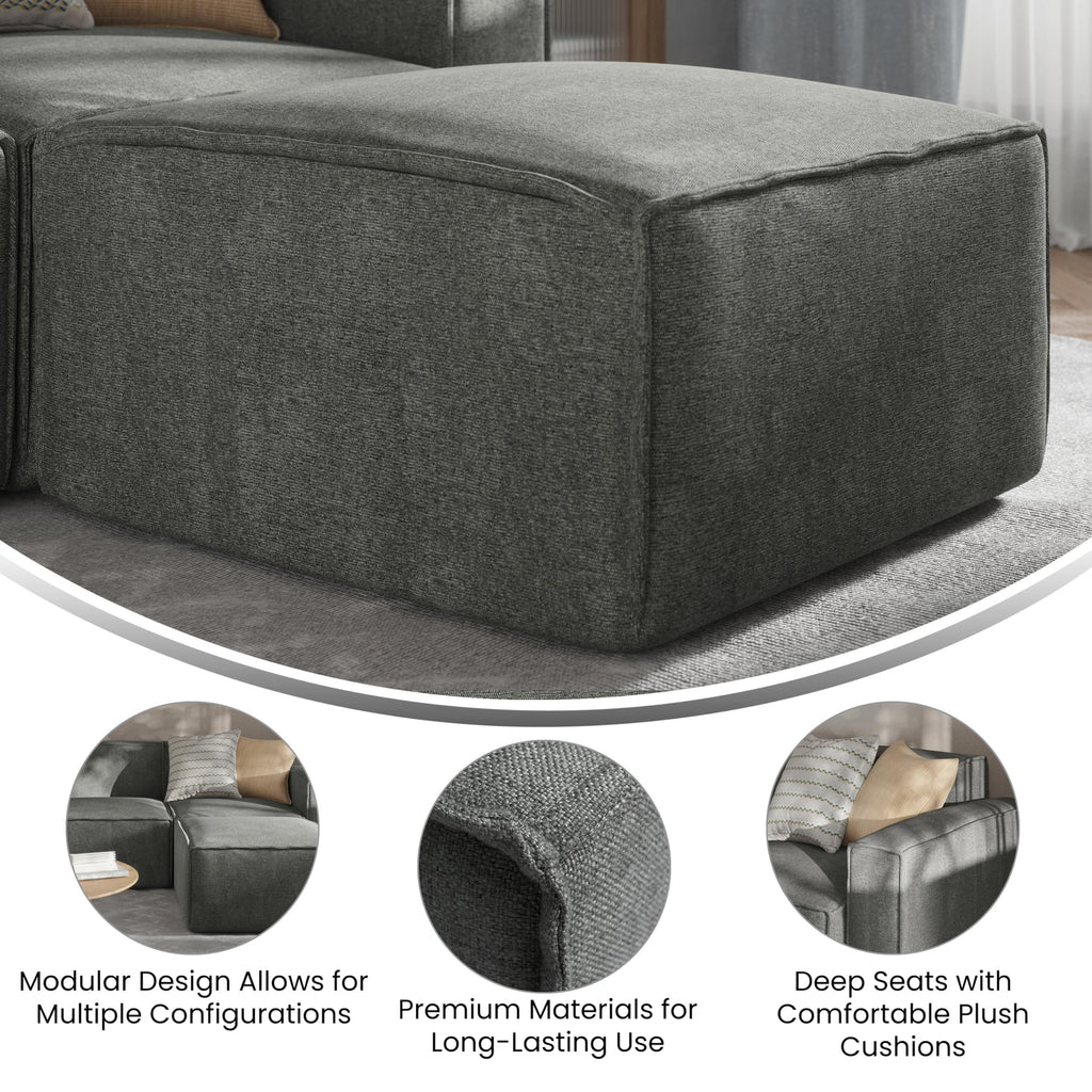 Dark Gray 30" Square Faux Leather Tufted Ottoman