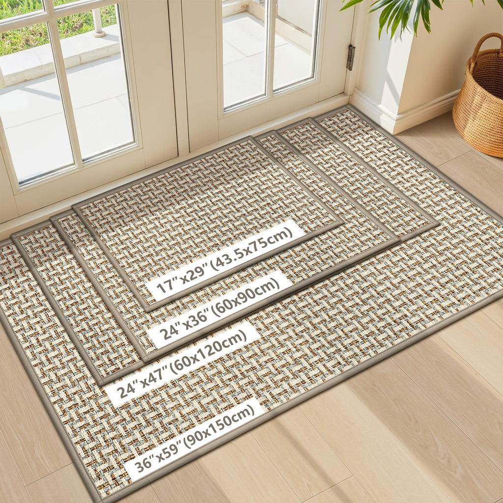 Door Mat Indoor Entrance 24"x47", Absorbent Indoor Door Mat Large, Non Slip Rubber Backing Inside Door Mats, Washable