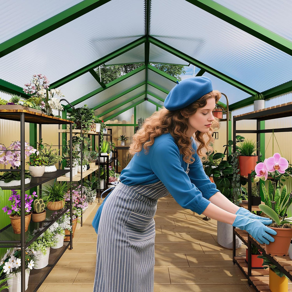 Greenhouse, 8x12 Ft Outdoor Greenhouses, Greenhouse Kit, Portablee Greenhouses with Ground Nails and Vent Windows