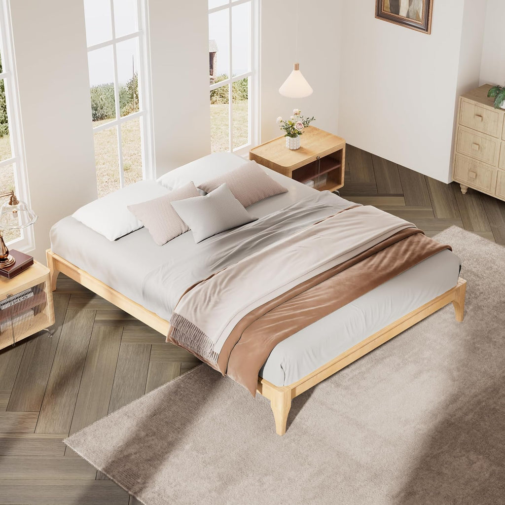 Full Size Bamboo Japanese Joinery Bed Frame, Tools Free, Natural