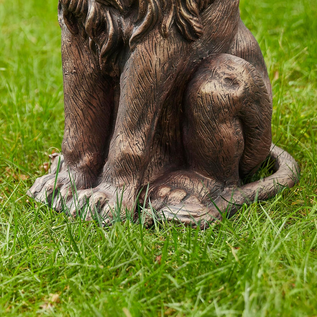 Guardian Sitting Lion Statue Regal Indoor and Outdoor Garden Sculpture Entrance Porch and Yard, 27.75" H, Bronze