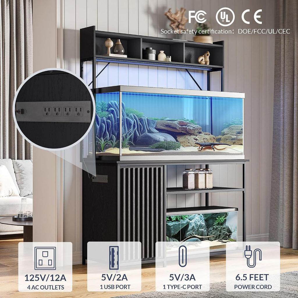 52 in Aquarium Stand - Black Ebony