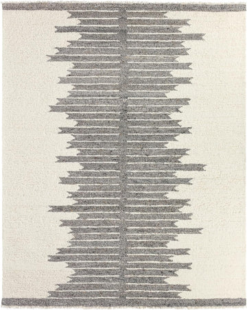 Chaima HAD07 Handmade Striped Ivory and White Area Rug