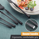 20-Piece Matte Black Silverware Set for 4,Modern 18/10 Stainless Steel Flatware Set,Unique Rustic Cutlery Utensils Set