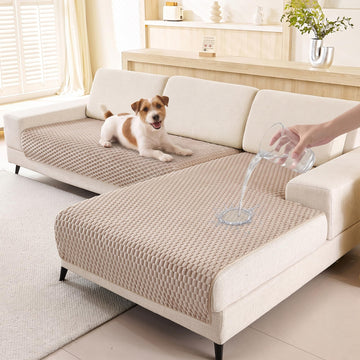 100% Waterproof Couch Cover L Shape, Khaki, 35"x71"+35"x83"