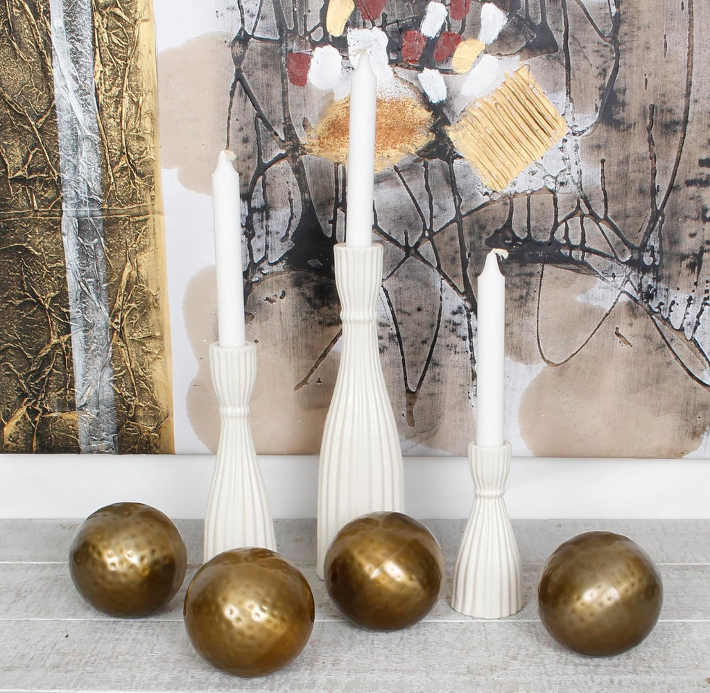 Decorative Balls, Orbs, Spheres Pieces 4 inch Bowl/Vase Filler Antique Brass - Set of 4