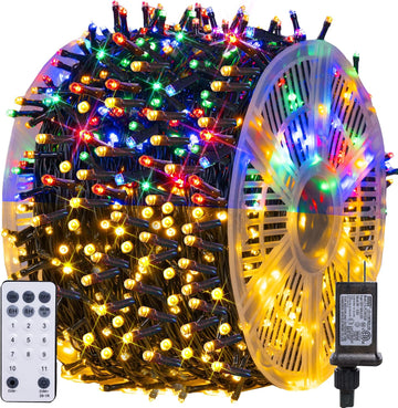 Bright Color Changing Christmas Lights, 328FT 1000LED Warm White & Multi-colored Waterproof String Lights with Remote