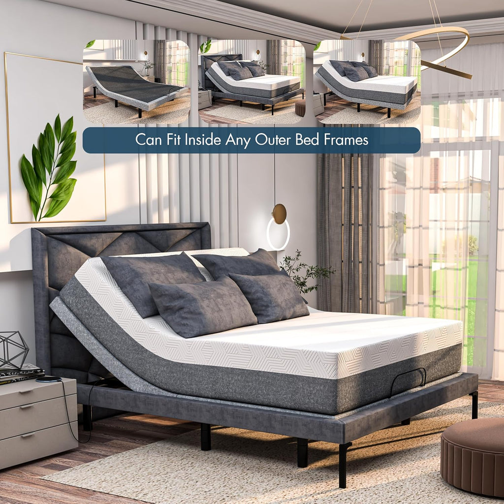 SF Queen Adjustable Bed Frame - Smart Frame with Wireless Remote for Head & Foot Incline - Electric Massage - 3