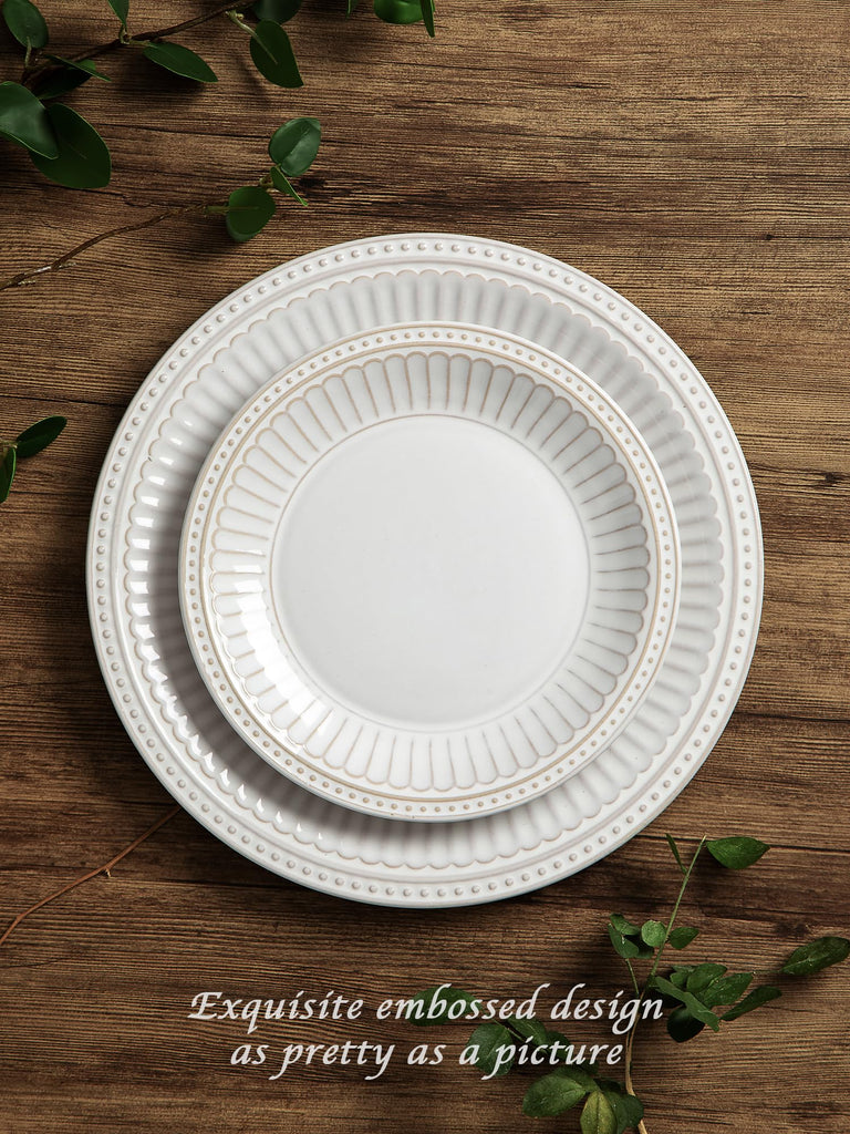 Ceramic Plates and Bowls Sets, 18pc Handmade Dinnerware Set for 6