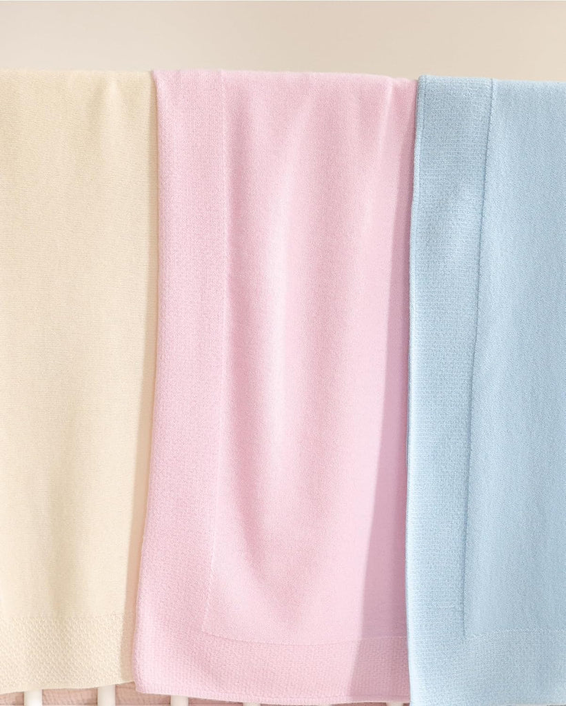 Baby 100% Cashmere Hayden Honeycomb Edge Knit Baby Blanket (Snow) - Fluffy