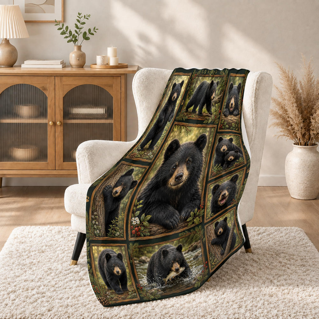 Black Bear Throw Blanket Gifts for Bear Lovers 50"x60"