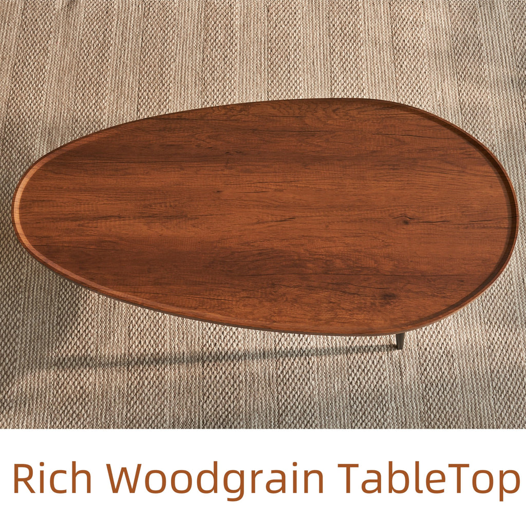 Mossi Modern Coffee Table, Mid-Century Oval Wood Coffee Table, Center Table for Small Space, D47xW23.6xH15, Espresso