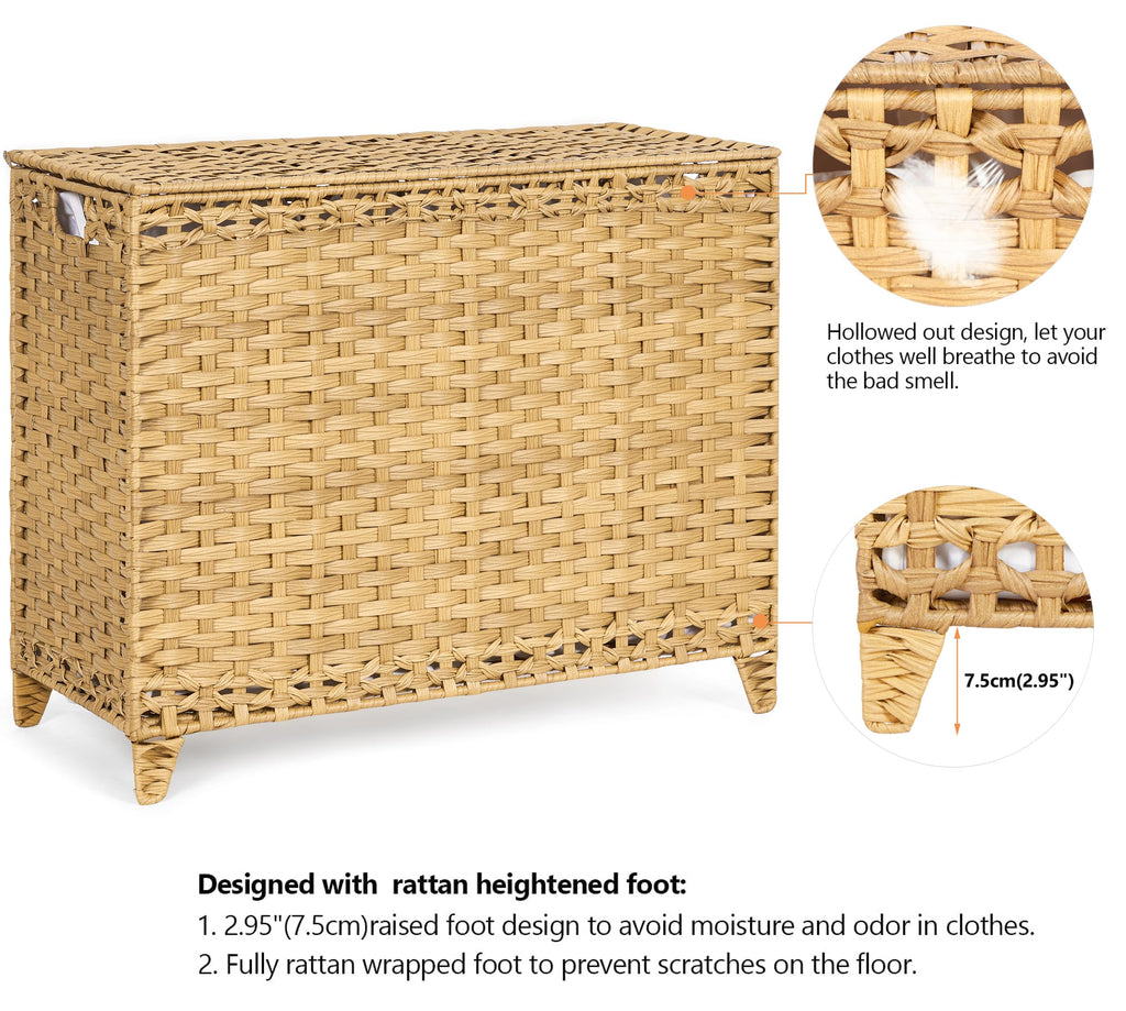 Laundry Hamper with 4 Removable Liner Bags, 176L Laundry Sorter with Lid