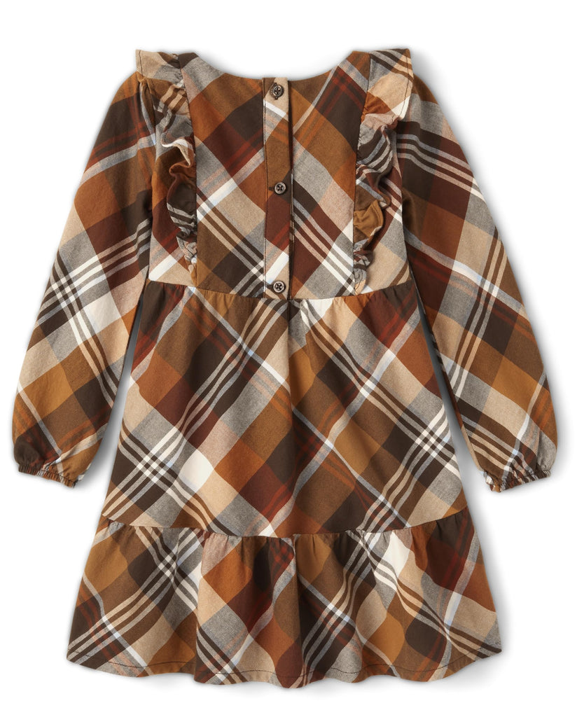 And Toddler Long Sleeve Casual Print Dresses,Flutter Plaid,7