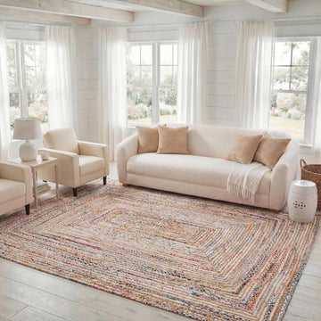Cape Cod Area Rug, Jute Braided Large Beige & Multi CAP202B | 1/4" Pile, Indoor Rug, Handwoven, Braided Jute &