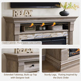 OKD 52" Farmhouse Electric Fireplace TV Stand with Mantel & Cabinet
