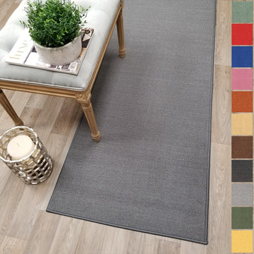 Custom Size Grey Solid Plain Rubber Backed Non-Slip Hallway Stair Runner Rug Carpet 31 inch Wide Choose Your Length
