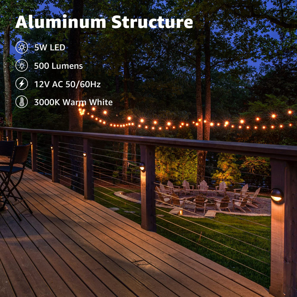 5W 4" Low Voltage Deck Lights LED 3000K Brown Cast-Aluminum 12-Pack