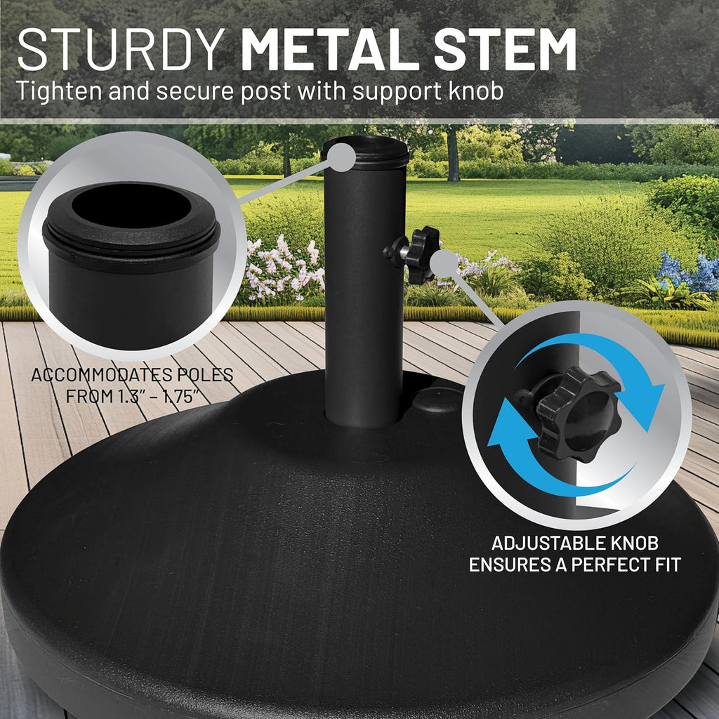 Fillable Round Umbrella Base - for Use with Patio Table - Heavy Duty Base- Made in the USA