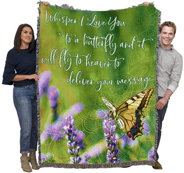 Whisper I Love You to A Butterfly Blanket - Sympathy Bereavement Gift Tapestry Throw Woven from Cotton - Made in the