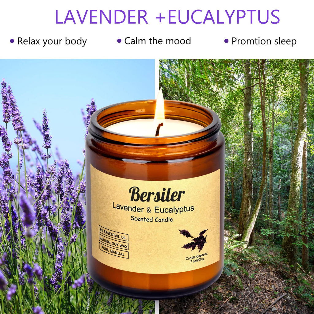 Lavender Eucalyptus Scented Candles, Soy Wax Candles, 2 Pack