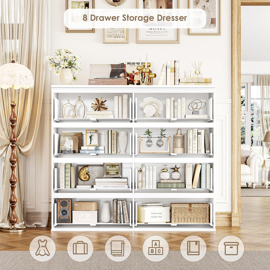 White Dresser, Dresser, 8 Drawer Chest of Drawers