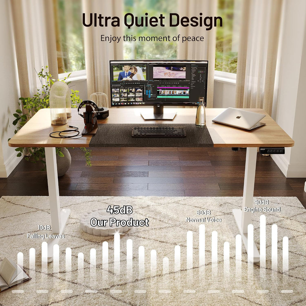 Electric Standing Desk 55"x24", Height Adjustable Desk with Wheels | Sit Stand Up Desk ,Ergonomic Computer desk with