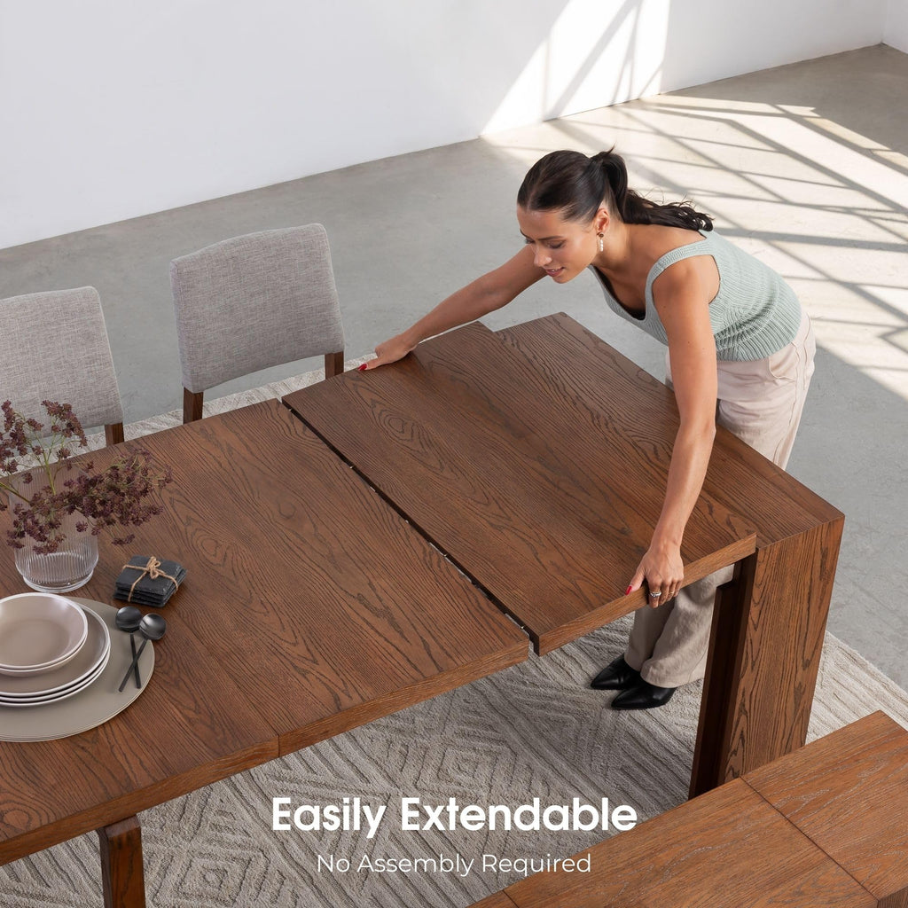 Solid Wood Extendable Dining Table, Seats 2-12, Expandable Dining Room Table, Space-Saving Furniture, Expandable