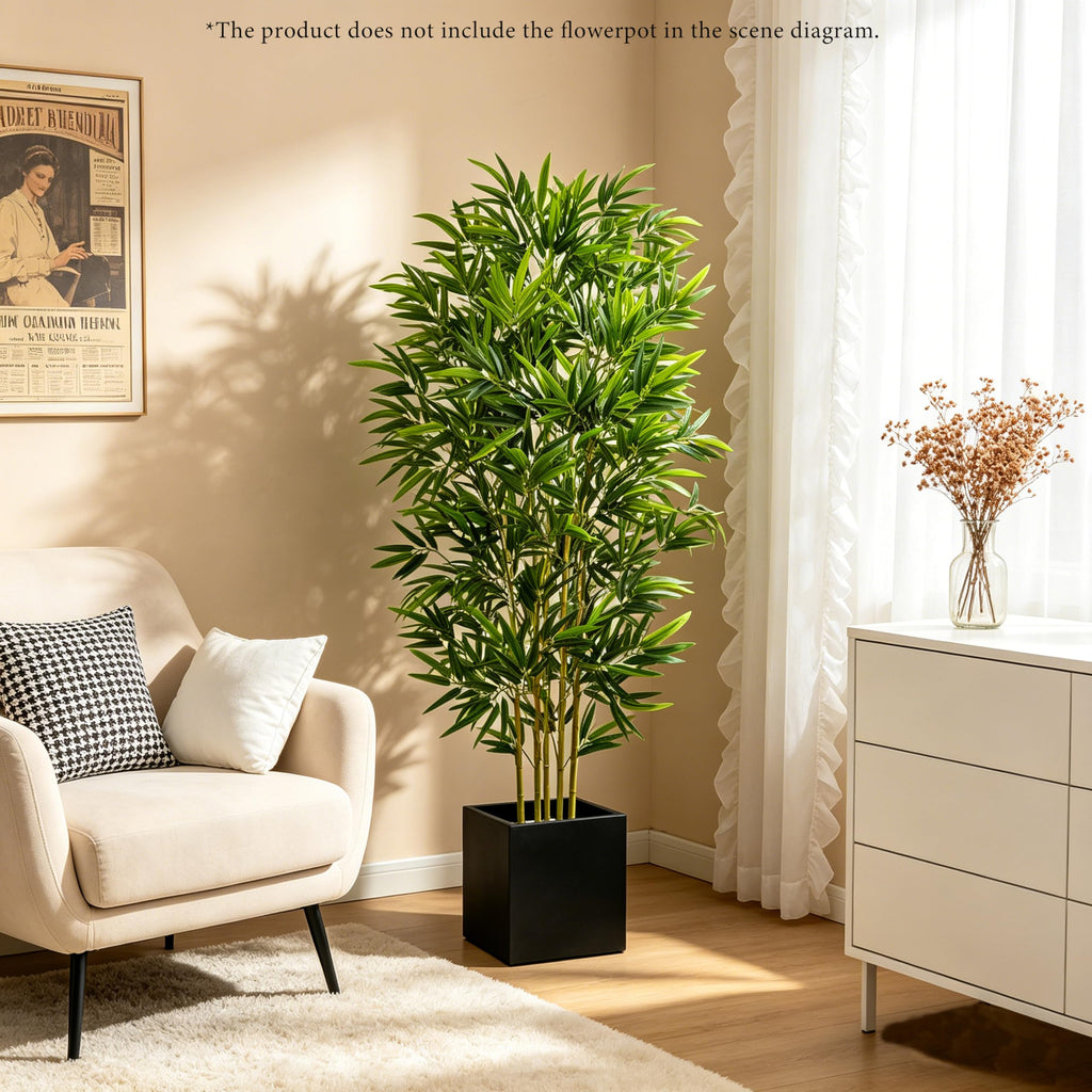 Bamboo Tree Artificial 5FT Fake Tree in Black Pot Decor