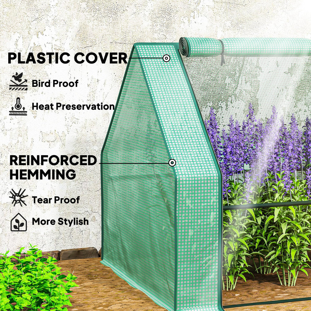 12' x 3' x 3' Mini Greenhouse Portable with Zippered Doors Green
