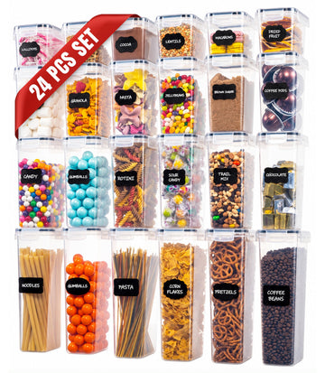 Airtight Food Storage Containers with Lids 24-Pack, Pantry Kitchen