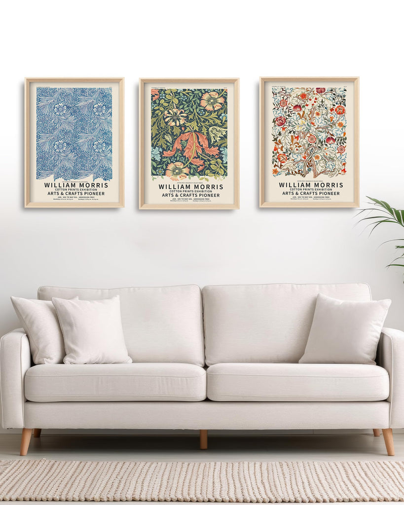 William Morris Wood Framed Wall Art, 12 x 16 Inch, Set of 3