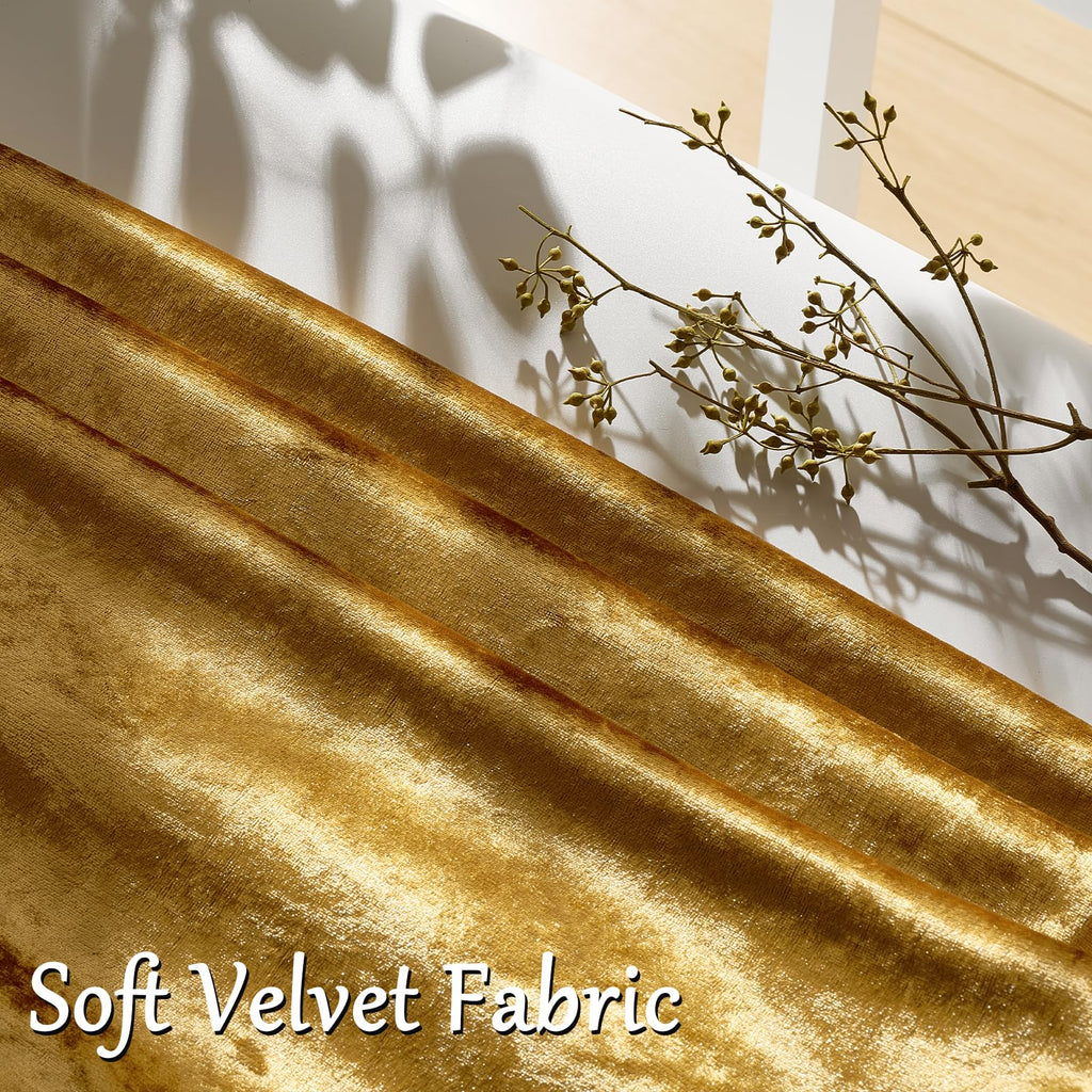 Crushed Gold Velvet Throw Pillow Covers 20x20 Pack of 2